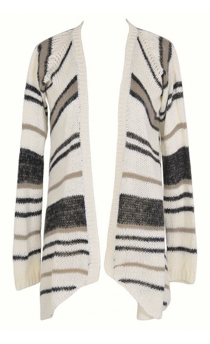 Soft Stripes Cardigan Sweater in Charcoal Stripe